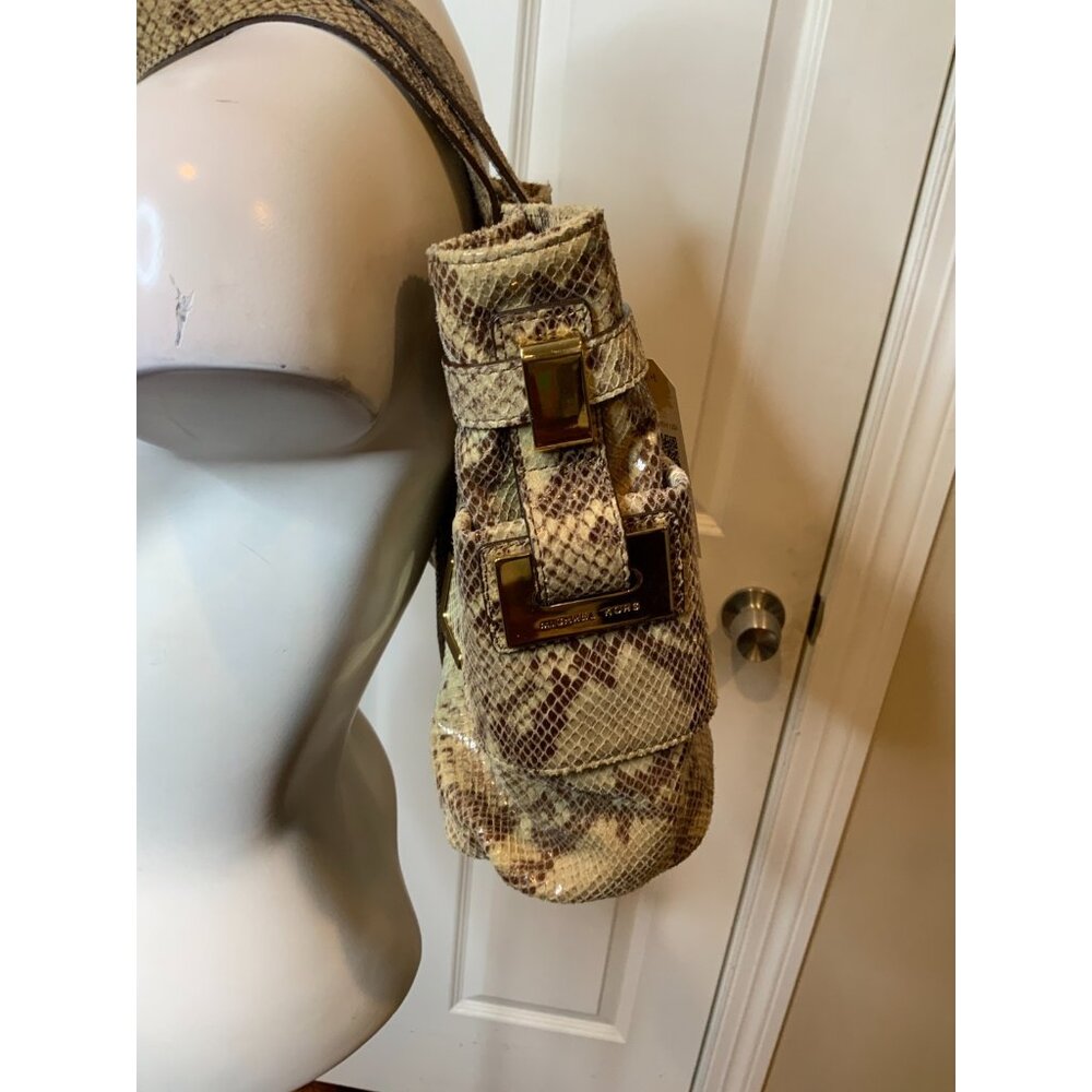 Michael Kors Tan Brown Python Pattern Leather Lar… - image 3